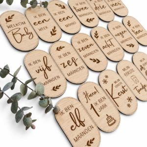 Houten mijlpalenkaartjes 1e jaar baby