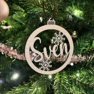 Houten Kerstbal met naam