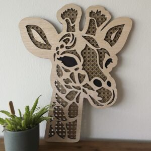 Houten dierenkop giraffe wanddecoratie
