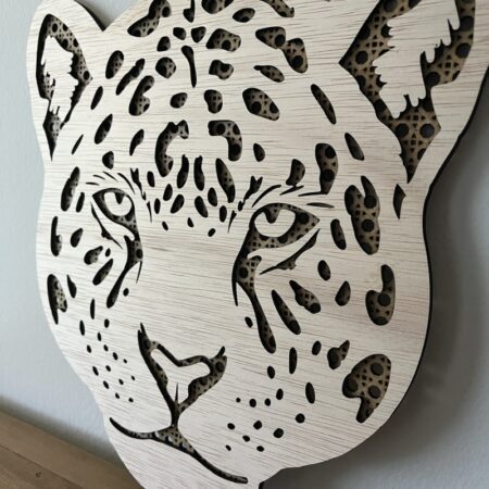 Houten dier cheetah - wanddecoratie kinderkamer - Afbeelding 2