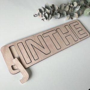Houten naampuzzel persoonlijk kraam cadeau