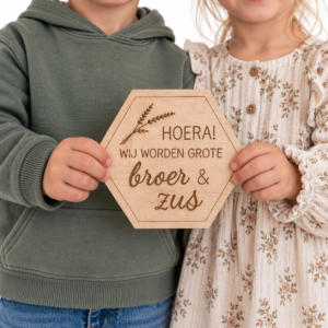 Zwangerschapsaankondiging - Grote broer & zus (hexagon)