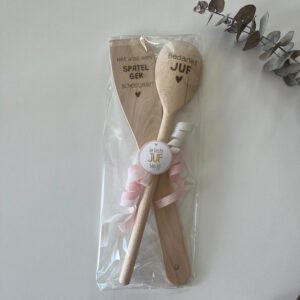 Houten spatel en pollepel juf meester