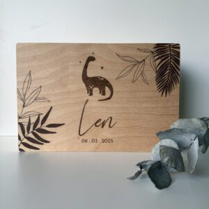 Gepersonaliseerde houten memorybox met naam – herinneringenkist voor baby herinneringen, perfect kraamcadeau