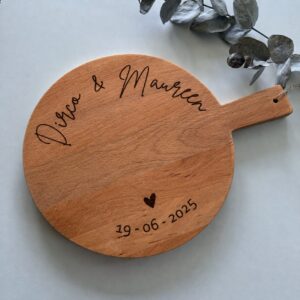Serveerplank rond met handvat – Bruiloft