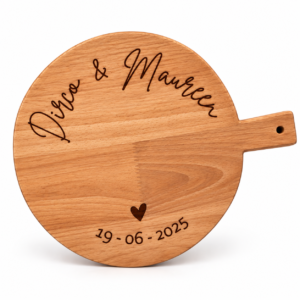 Serveerplank rond met handvat beukenhout – Bruiloft