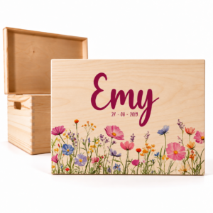 Houten memorybox – Wilde bloemen