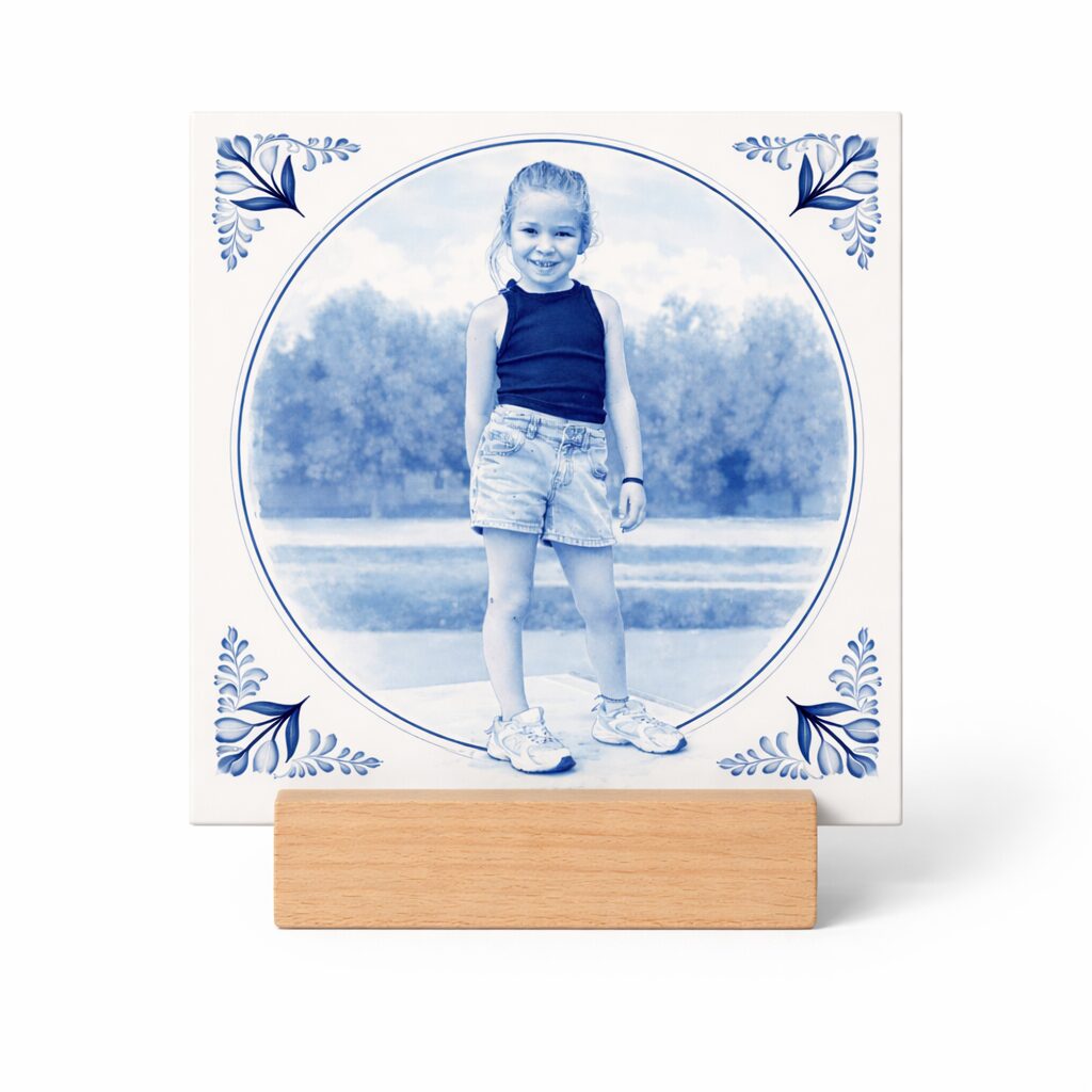 Tegeltje foto in delftsblauw