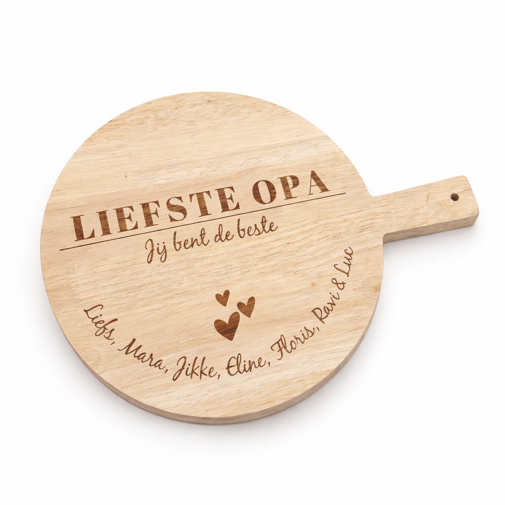 Houten borrelplank gepersonaliseerd met eigen gewenste tekst