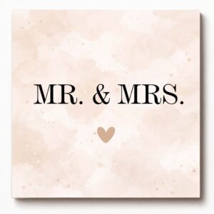 Forex tegeltje met tekst Mr & Mrs, perfect cadeau voor een huwelijk.