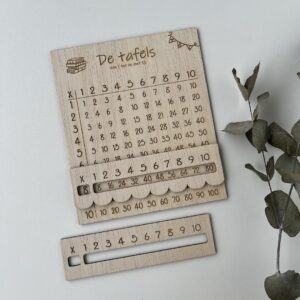 De tafels oefenen van hout