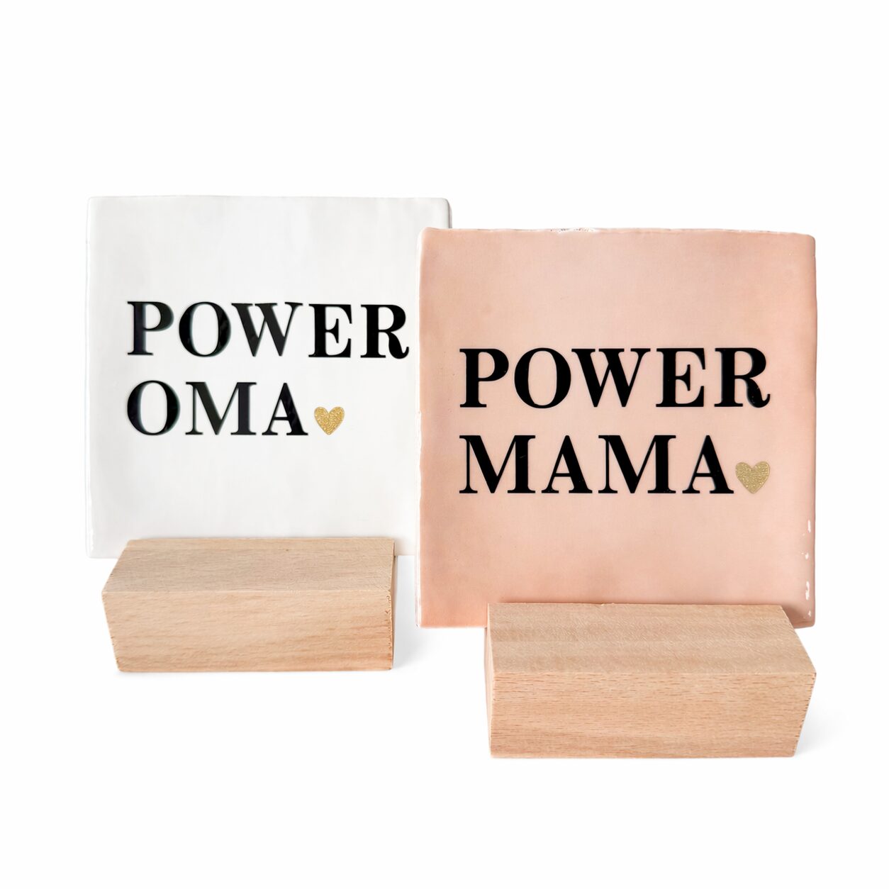 Keramieken tegeltjes voor moederdag met oma en mama