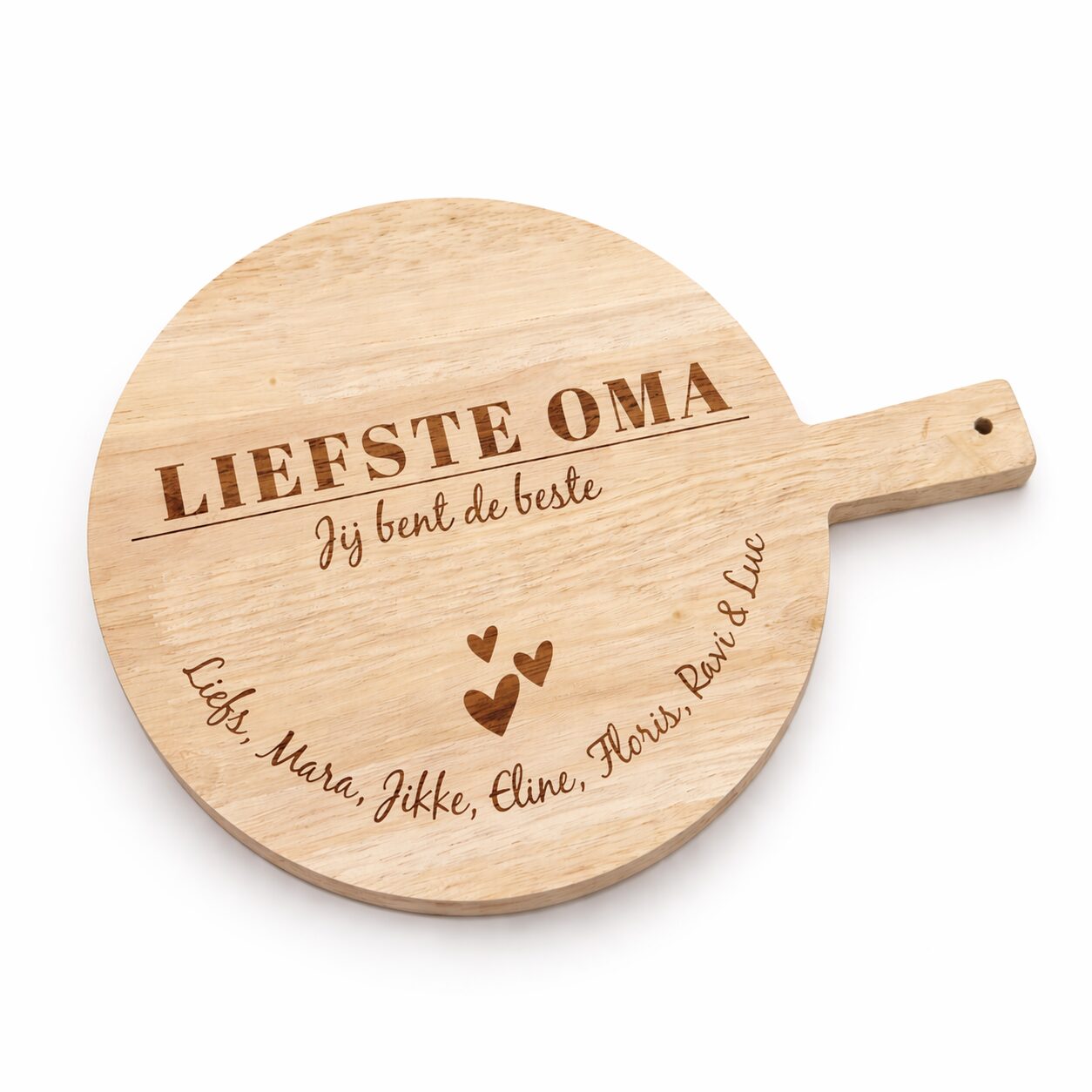 Gegraveerde borrelplank met gewenste persoonlijke tekst