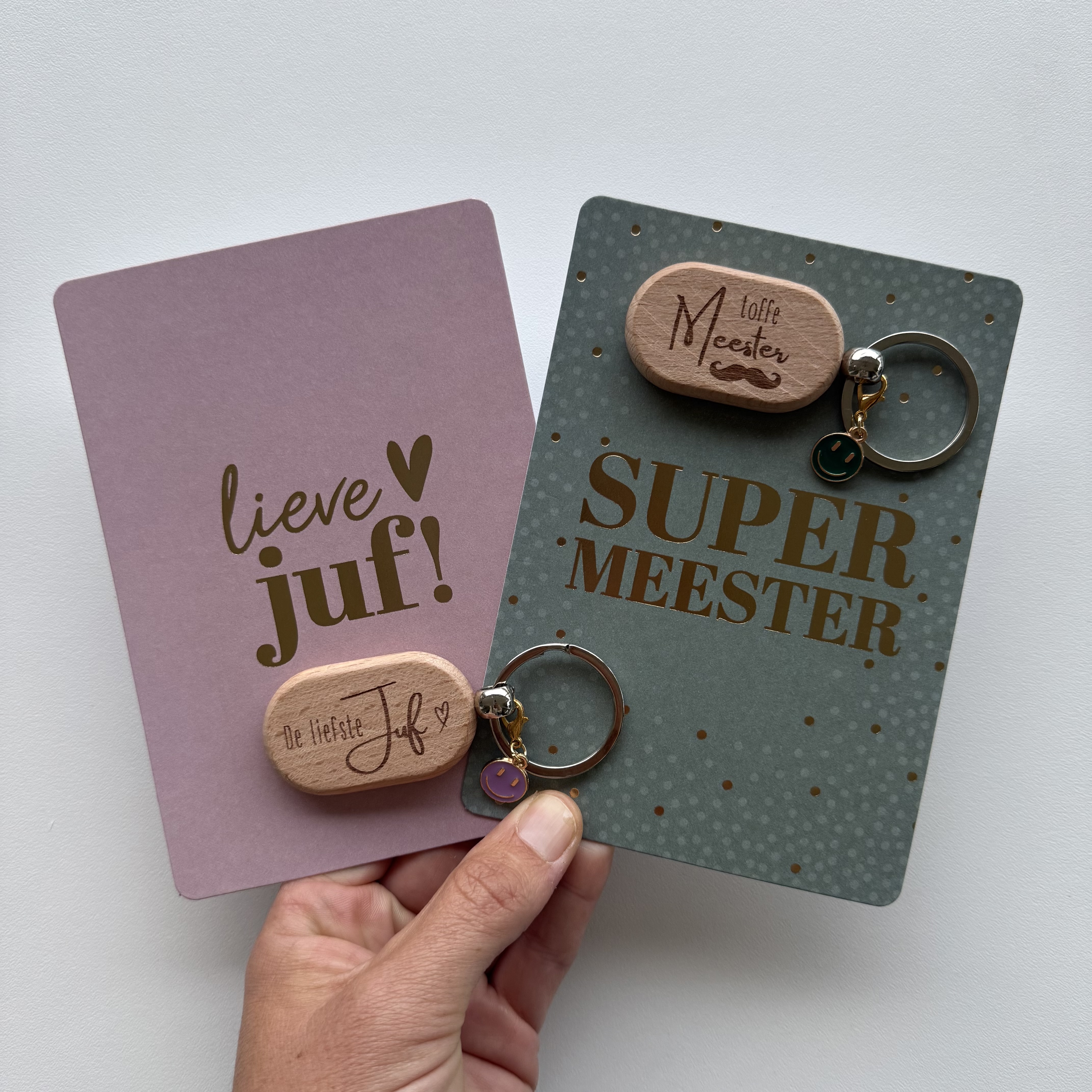 Sleutelhanger met tekst voor de liefste juf juffendag