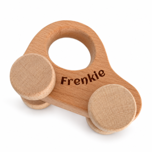 Houten grijpauto met naam