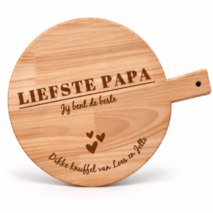 Houten borrelplank rond rubberhout – Gepersonaliseerd