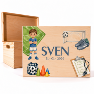 Houten memorybox – Voetbal