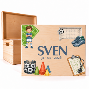 Houten memorybox – Voetbal